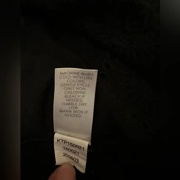 J. Jill Top Women Black 100% Cotton Pullover Embroidered Hem And Sleeves Size L - Picture 7 of 7